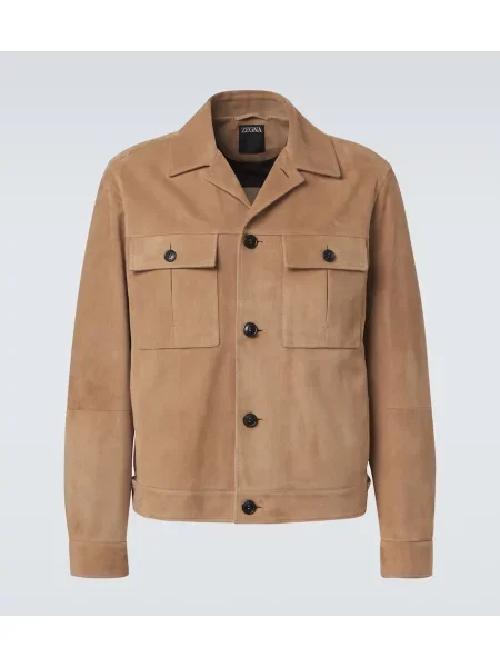 Geacă Zegna din piele de căprioară bej