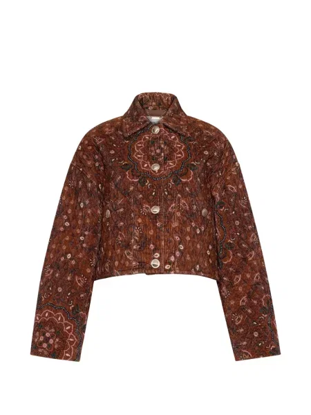 Geacă Cara Cara cu imagine cu model paisley maro