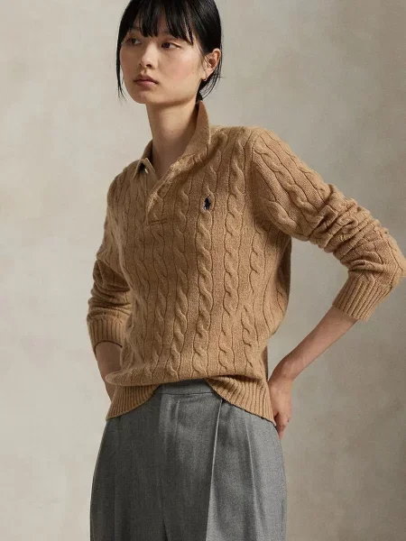 Polo Ralph Lauren pulover de lână bej light maro