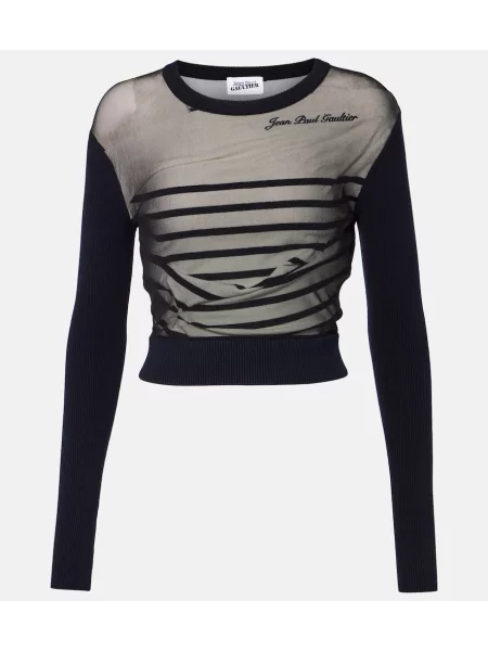 Sweter Jean Paul Gaultier z dżerseju niebieski