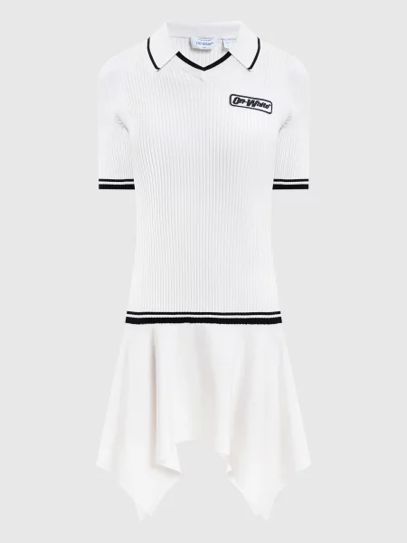Сукня-поло міні в рубчик з логотипом Off-white біла