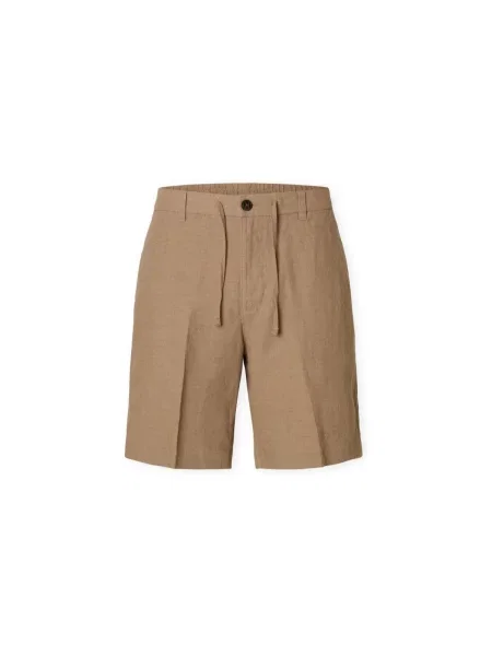 Lenvászon vászon rövidnadrág Selected barna