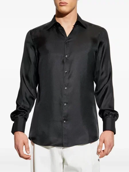 Cămașă Dolce & Gabbana de mătase lungă negru