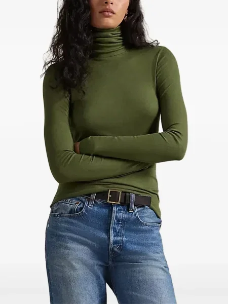 Дълго плетена карирана тениска Polo Ralph Lauren синьо