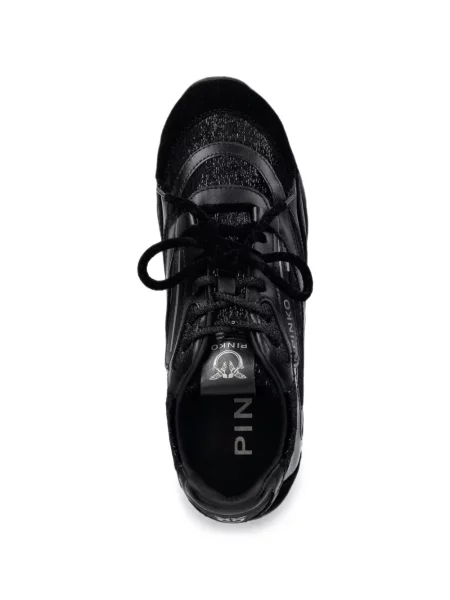 Bőr sneaker Pinko autogrammal fekete