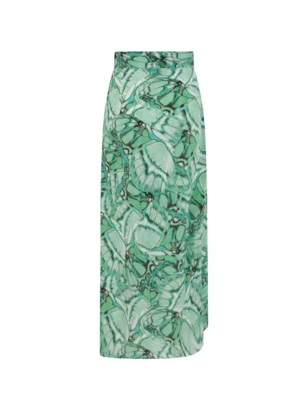 Fustă Alberta Ferretti de mătase cu imagine verde