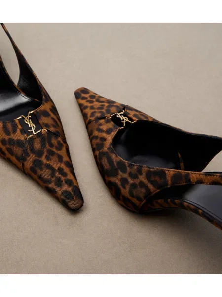 Pantofi cu toc Saint Laurent slingback maro