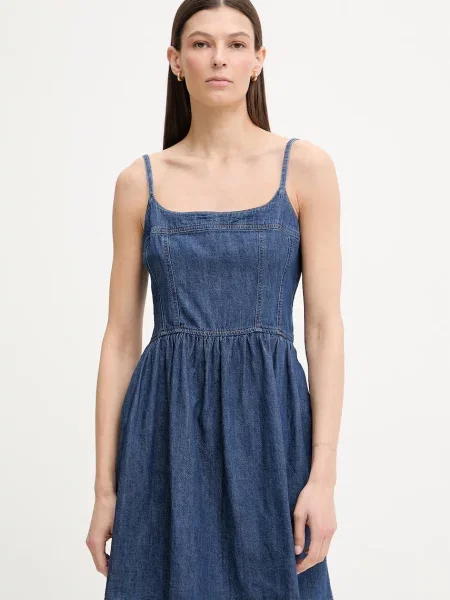 Levi's obleka A-kroja denim JOLENE DENIM modra