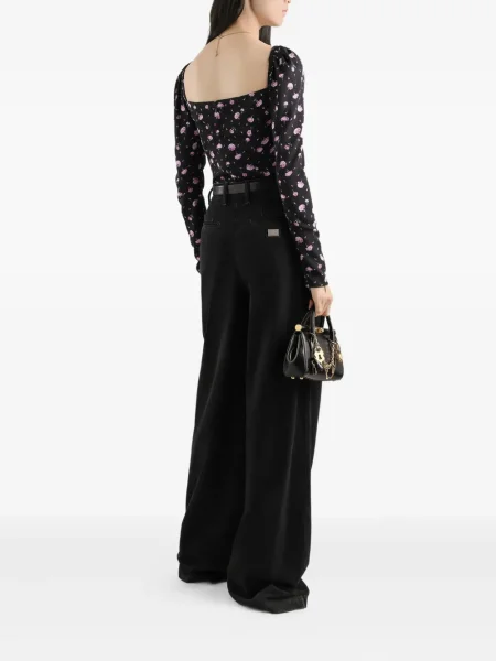 Bluză Dolce & Gabbana cu model floral negru