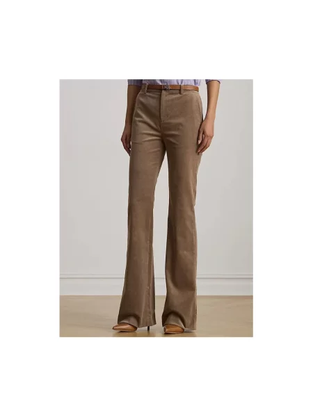 Spodnie sztruksowe o rozkloszowanym kroju z wpuszczanymi i z tyłu model ‘KADEN’ Lauren Ralph Lauren brązowe