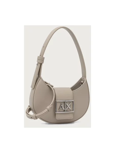 Torebka Armani Exchange skórzana beżowa