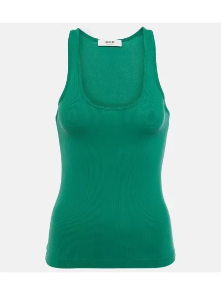Dzianinowy top Agolde prążkowany zielony