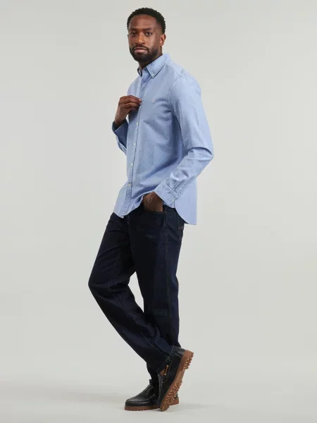 Cămașă Superdry din țesătură twill albastru