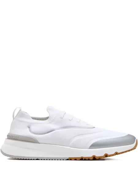 Sneakerși Brunello Cucinelli tricotate alb