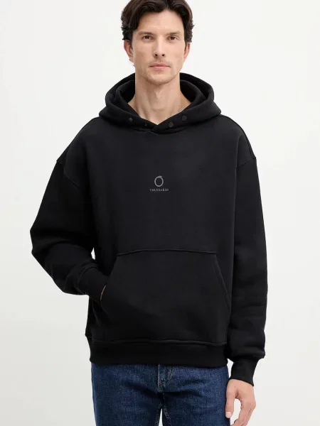 Суичър с качулка Trussardi с качулка с принт черно