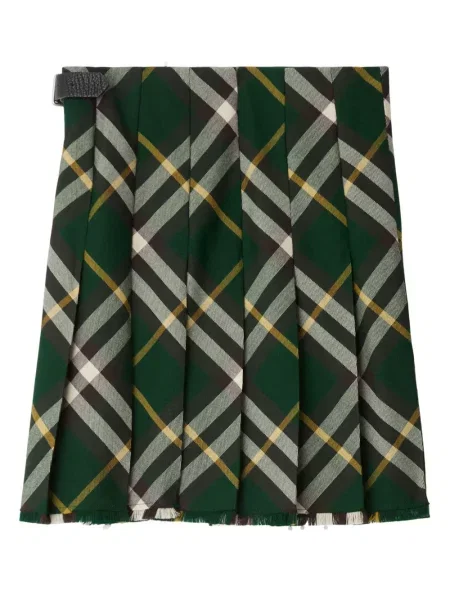 Vlněné kostkované sukně Burberry zelené