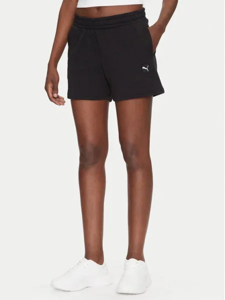 Къс панталон Puma с изчистен дизайн с висока талия черно