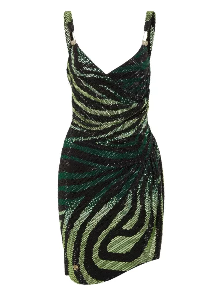Rochie mini Philipp Plein de cristal de costum verde