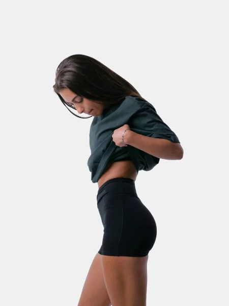Oversize'owy T-shirt – Pilates Club – sosnowy zielona