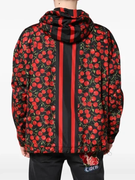 Geacă Dolce & Gabbana cu glugă cu imagine negru