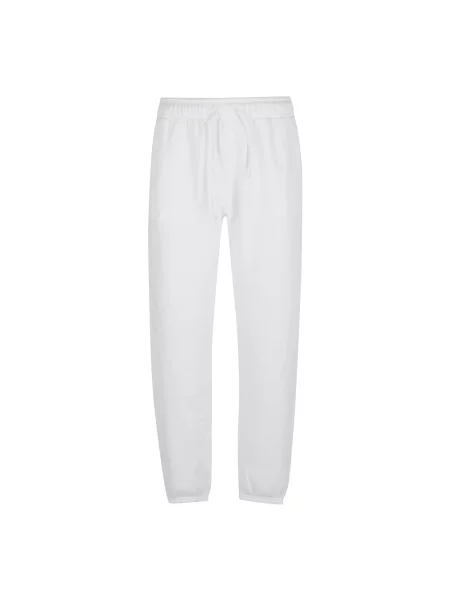 Spodnie dresowe Ralph Lauren polarowe z autografem białe