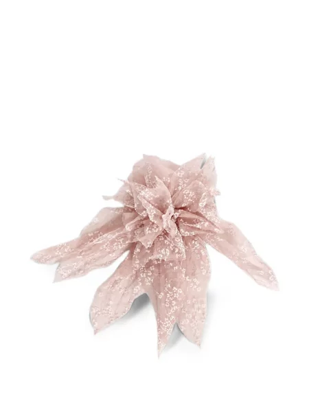 Brosa Alberta Ferretti de mătase cu model floral cu imagine roz