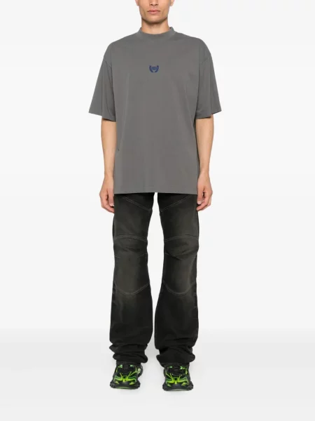 Tricou Balenciaga cu broderie gri