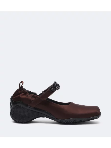 Pantofi cu toc Simone Rocha din satin maro