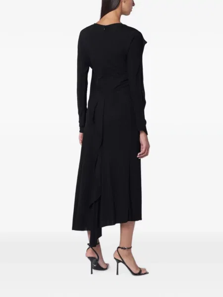 Lung rochie midi Victoria Beckham drapată negru