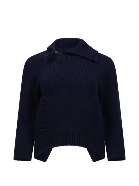 Gulerat pulover Victoria Beckham asimetric albastru