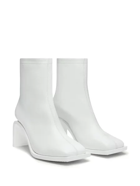 Cizme scurte Courreges din piele alb