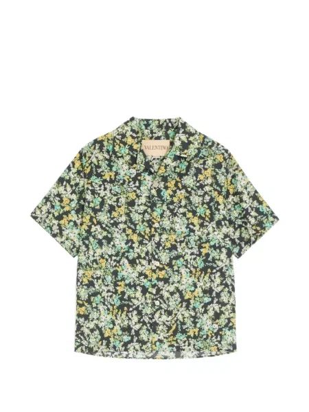 Květinová poplínová košile Valentino Garavani s potiskem černá
