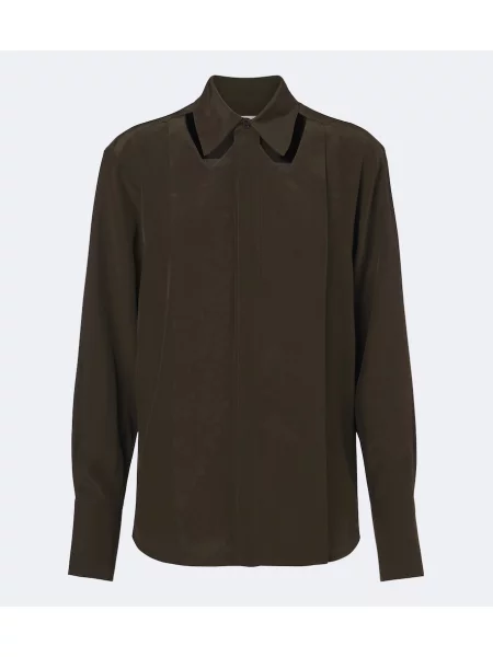 Bluză Victoria Beckham de mătase verde