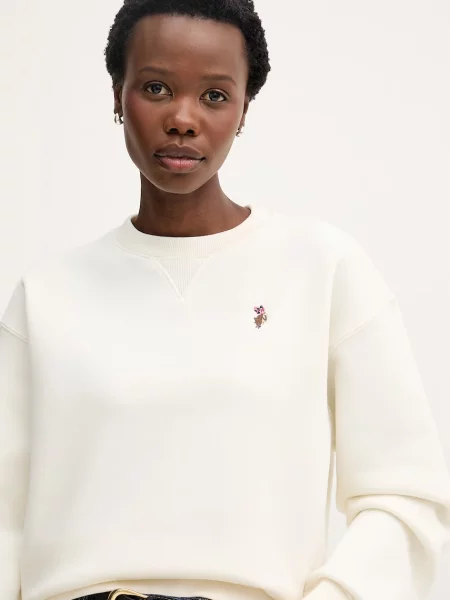 U.S. Polo Assn. női melegítőfelső pamuttal DHM CREW NECK SWEAT bézs