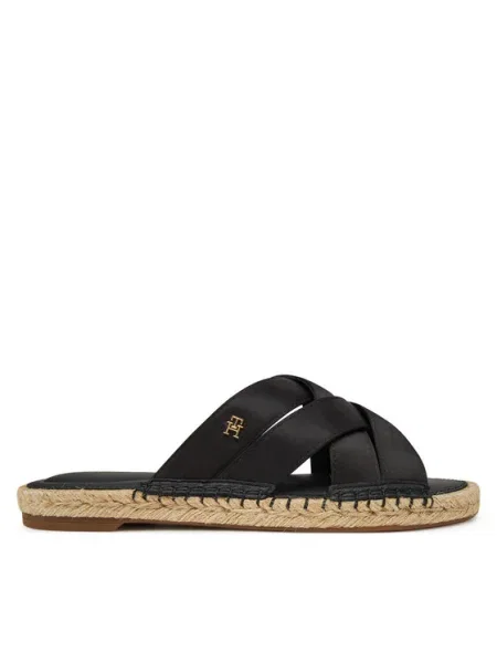 Tommy Hilfiger Espadrilles Satin Espadrille Mule fekete