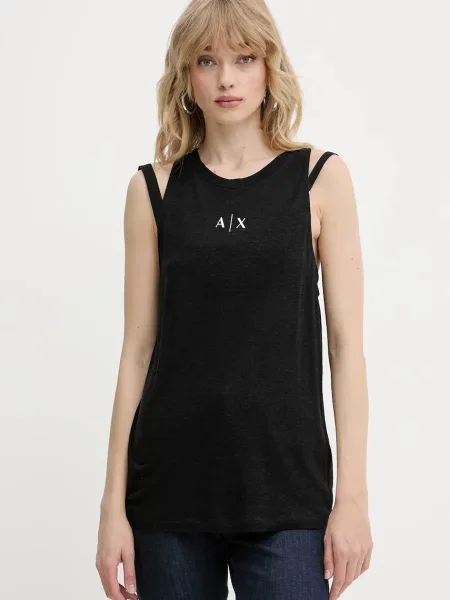 Ленен топ Armani Exchange черно