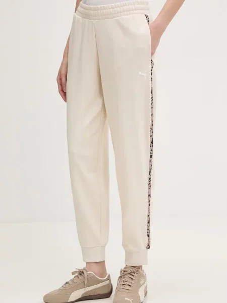 Puma trenirka z bombažem Essential graphic animal bež