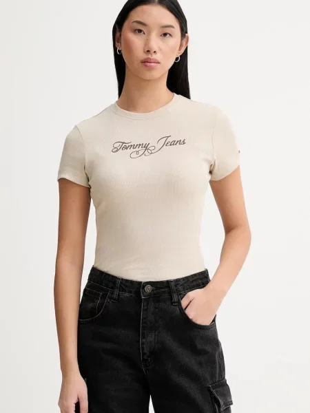 Tommy Jeans Tričko béžové