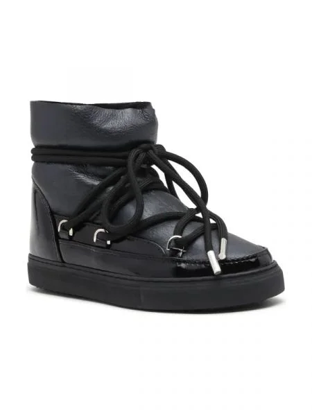 INUIKII De piele bocanci GLOSS cu adaos de lână negru