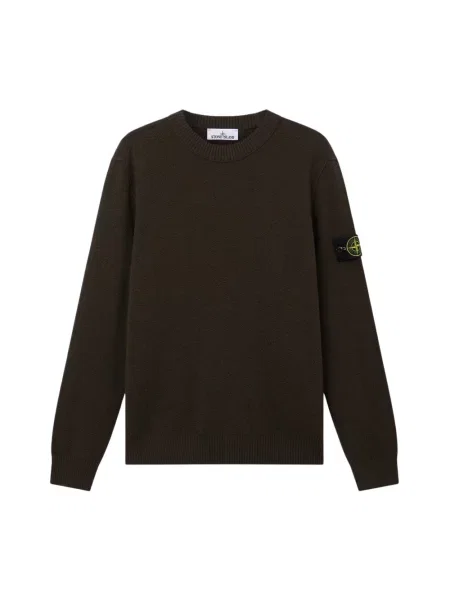 Sweter Stone Island wełniany z kamieniami brązowy