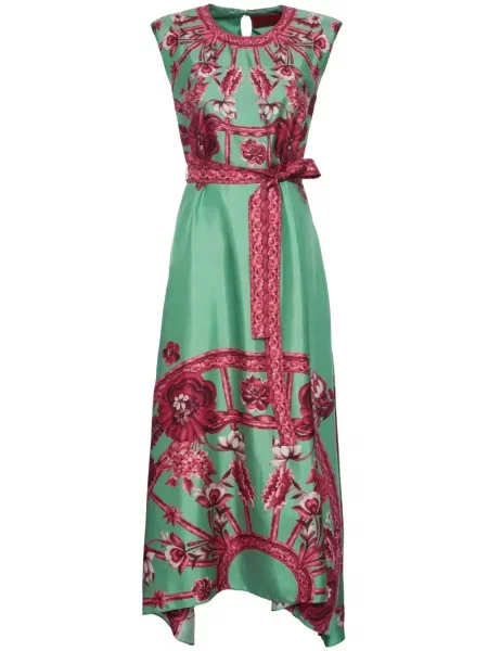 Rochie La Doublej de mătase de costum verde