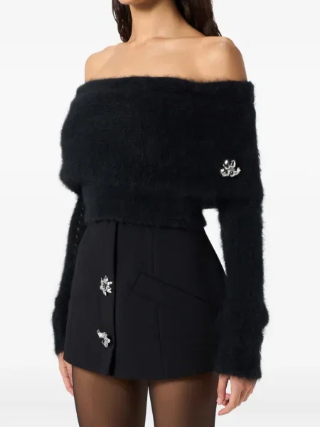 Top Blumarine cu model floral negru
