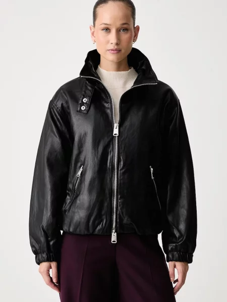 DKNY kurtka z imitacji skóry czarna