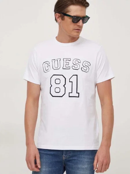 Тениска Guess с апликация бяло