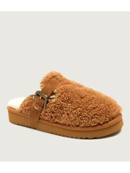 MOU De lână mules încălțăminte Curly Clog Eskimo | shearling maro