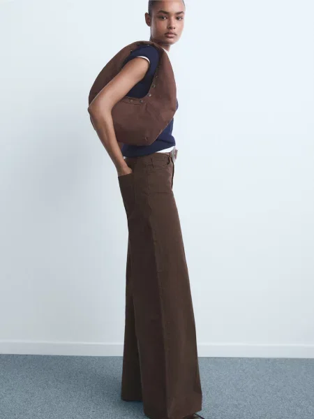 Широкі джинси MANGO темно-коричневий коричневі