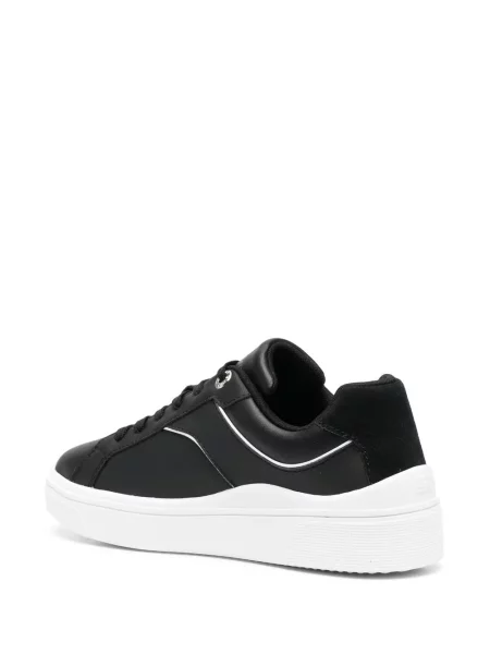 Sneakersy Tommy Hilfiger skórzane z nadrukiem czarne