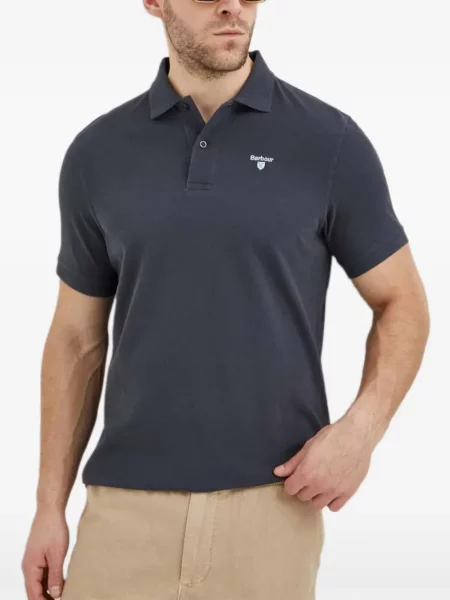 Tricou polo Barbour cu autograf gri