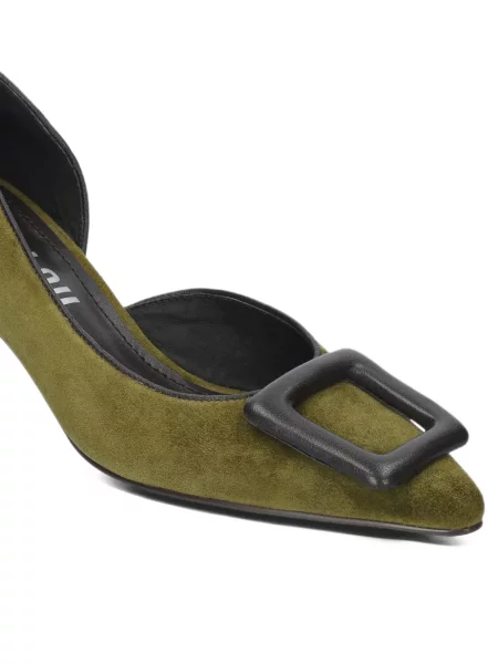 Pantofi cu toc Bibi Lou din piele de căprioară verde