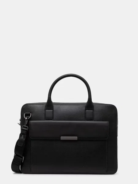 Usnjena torba za prenosnik Tommy Hilfiger 40 x x 6 cm črna